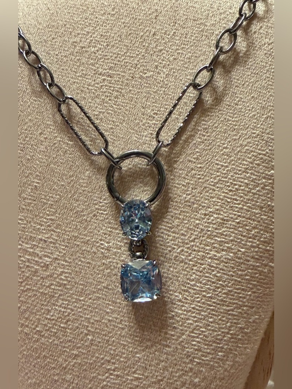 Bomb Party March Birthstone Blue Crystal Pendant Necklace
